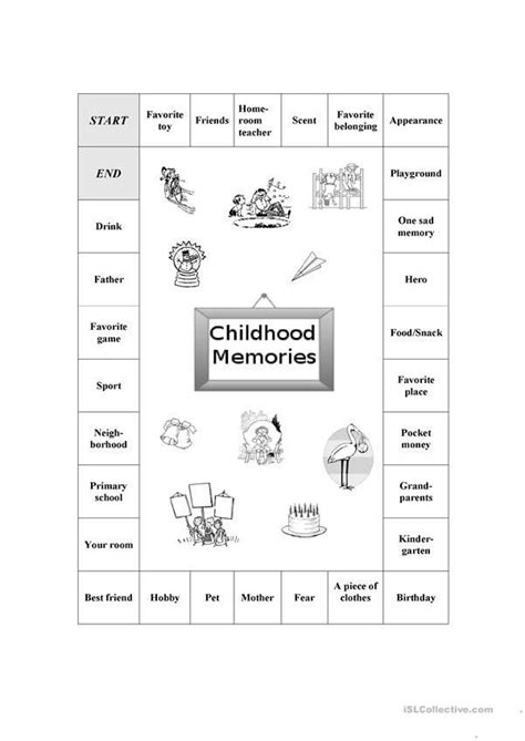 Memory Exercises For Adults Printable Childhood Memories English Esl