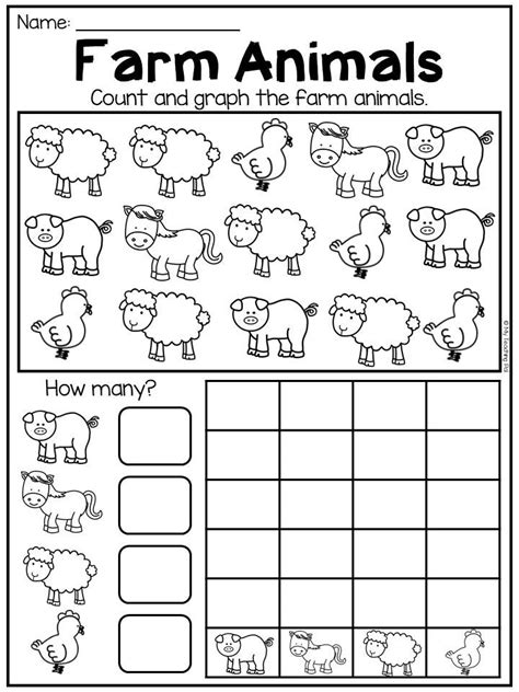 Farm Animals Worksheet For Kids To Help With Their Counting And Number