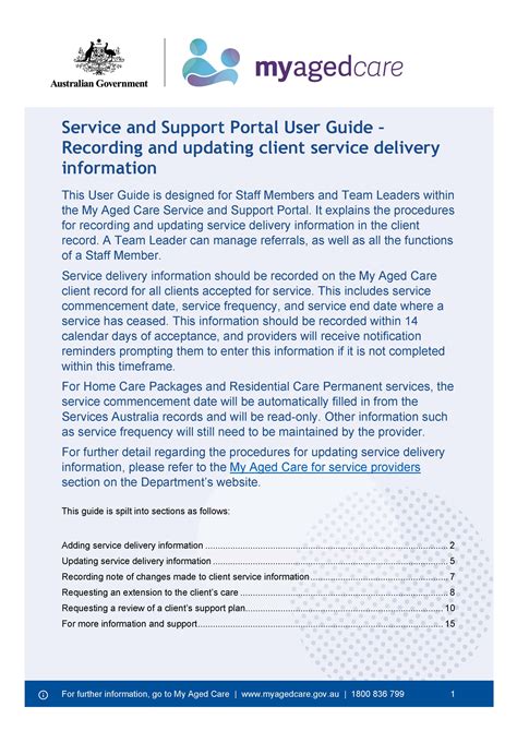 My Aged Care Service And Support Portal User Guide Recording And
