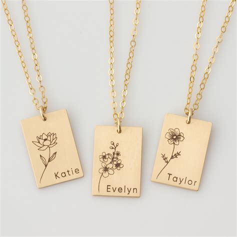 Birth Flower And Name Necklace Mom Necklace Personalized Etsy Australia