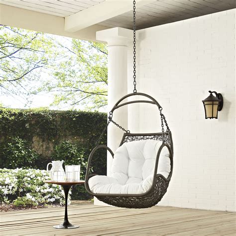 Arbor Outdoor Patio Swing Chair Without Stand In White Hyme Furniture