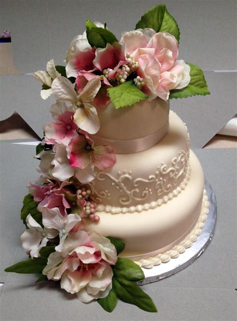 Ivory Silk Flower Wedding Cake By Mandyscakesncandies On Deviantart