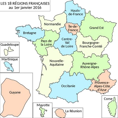 Régions de france est l'institution de représentation des régions françaises auprès des pouvoirs publics français et des institutions européennes. Fichier:Regions France 2016.svg — Wikipédia
