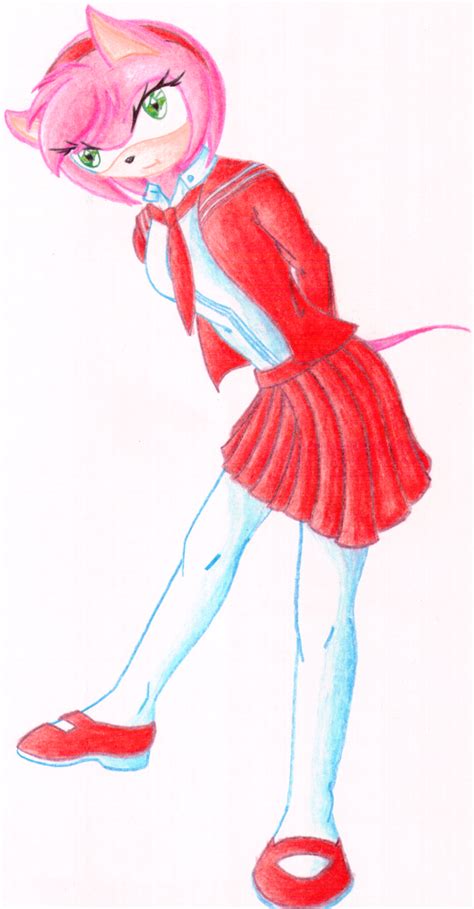 Amy Rose Red School Uniform By Sakura Courage Solo On Deviantart