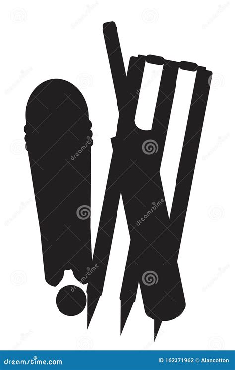 Cricket Set Silhouette On White Stock Vector Illustration Of