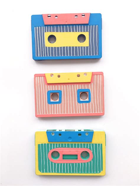 Hand Painted Mixed Media Cassette Tapes Upcycled Retro Design Etsy