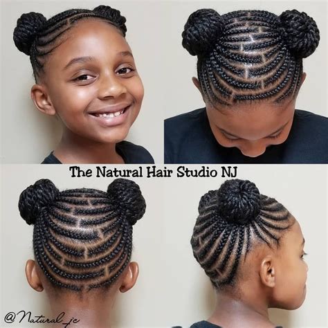 Brick Pattern Cornrows With Buns No Added Hair