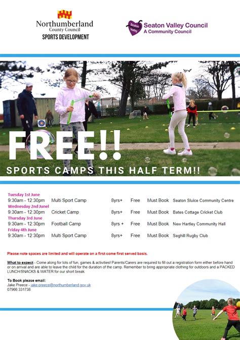 Sports Camps Half Term June 2021 Seaton Valley Community Council