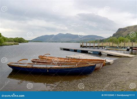 Rowing Boats On Shore Of Derwentwater Stock Image Image Of Keswick
