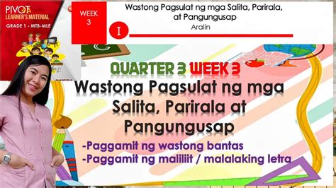 Th Quarter Mother Tongue Week Pagsulat Ng Parirala At Pangungusap The