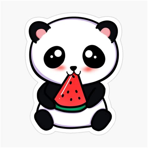 Panda Eating Watermelon Sticker By Butterflyx Cute Cartoon Drawings