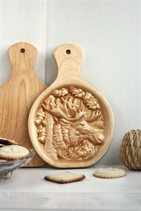 Carved Cutting Board Elk Eco Solid Wood Home Decor Country Etsy