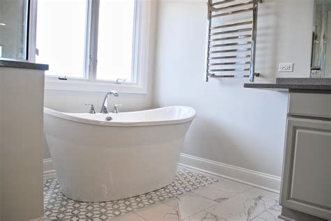 Marble Shower Remodel And Freestanding Tub Replacing An Old Oversized Tub Deck In This Geneva Il