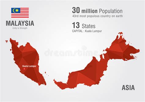 Malaysia's population comprises many ethnic groups. Malaysia World Map With A Pixel Diamond Texture. Stock ...