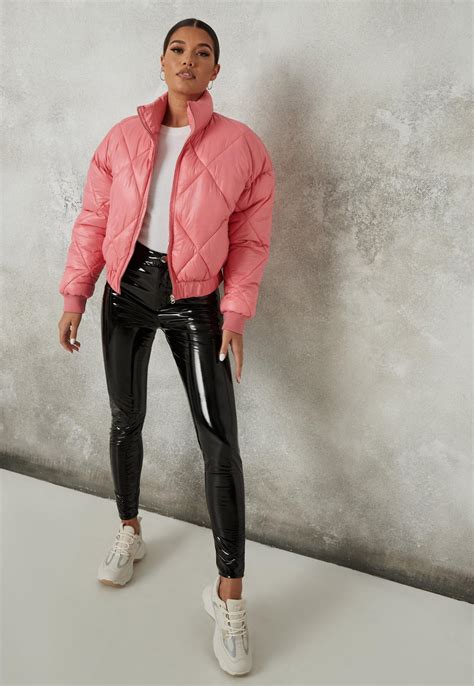 Rose Diamond Quilted Padded Bomber Jacket Missguided