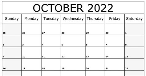 October 2022 Calendar Printable September 2022 Calendar