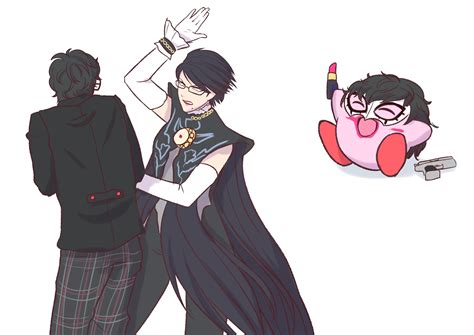 Kirby Amamiya Ren And Bayonetta Persona And 5 More Drawn By Roviahc