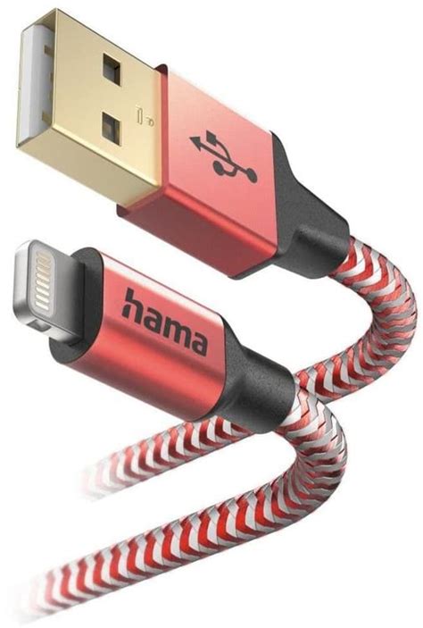 Hama Ladekabel USB A Auf Lightning 1 5 Meter Nylon In Rot Acheter