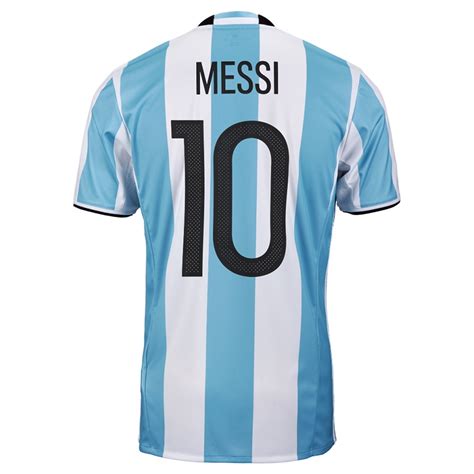 Adidas Messi 10 Argentina Home 2016 Replica Soccer Jersey Light Blue White Black Argentina