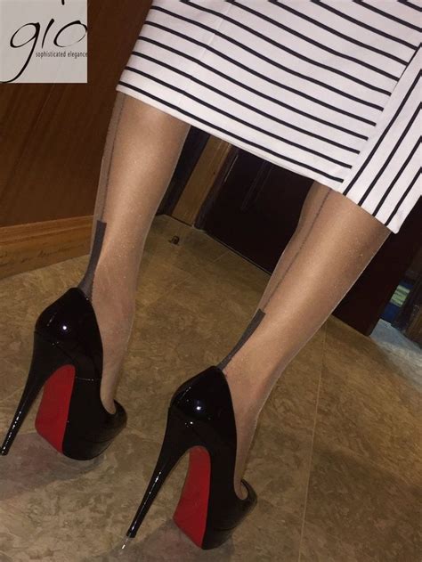 gio ff full contrast cuban heel natural black stockings nylons hosiery perfects 27 95 heels