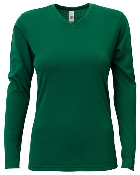 A4 Ladies Long Sleeve Softek V Neck T Shirt Alphabroder