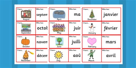 Free French Months Loop Cards Teacher Made