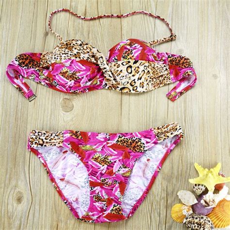 Sexy Leopard Floral Print Bikini Swimsuit Swimwear Bikinis