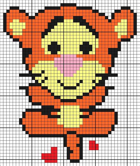 A Cross Stitch Pattern With A Cartoon Tiger