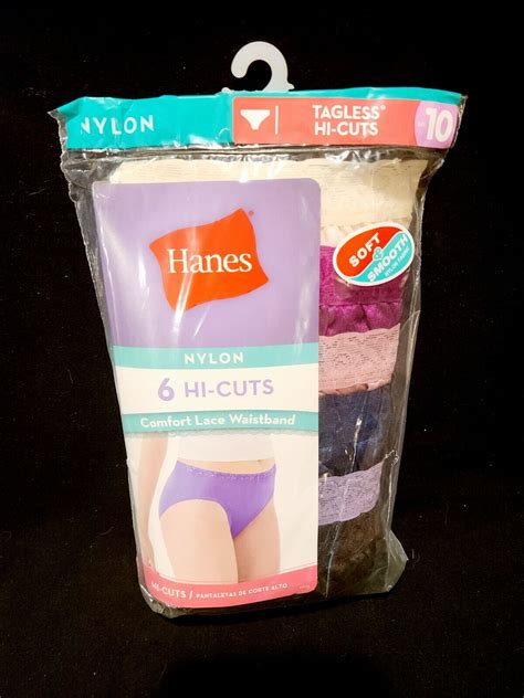 Hanes Nylon Hi Cut Panties 6 Pack Underwear Assorted Colors Womens Size 10 43935689230 Ebay