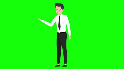 Young Businessman Explaining And Talking Character Animation Green