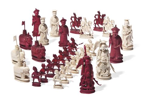 A Chinese Ivory Chess Set