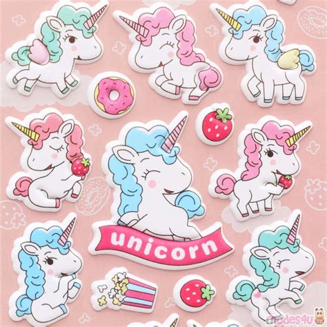 Kawaii Unicorn Sticker Collection In Pastel Color Cute Magic Cute