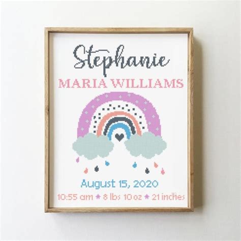 Counted cross stitch patterns vegatable birth announcements. Rainbow birth announcement counted cross stitch pattern ...