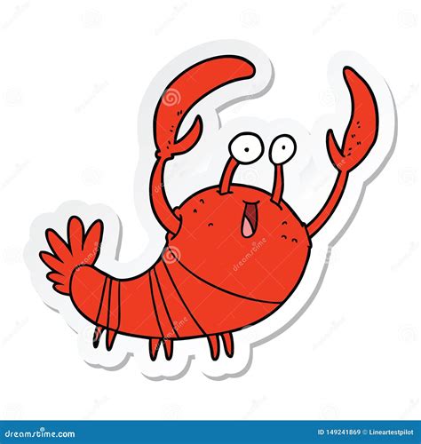 Sticker Of A Cartoon Lobster Stock Vector Illustration Of Freehand