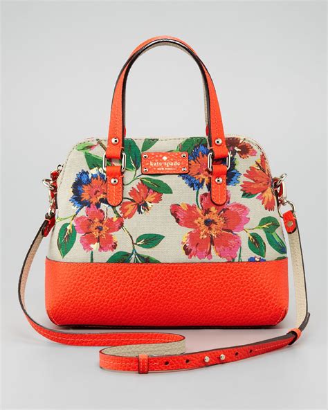 Kate Spade New York Grove Court Maise Floral Print Satchel Bag Orange Satchel Bags Purses Bags