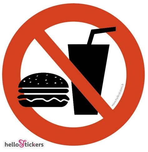 Sticker Autocollant Interdiction De Manger Ou Boire Nourriture Glaces