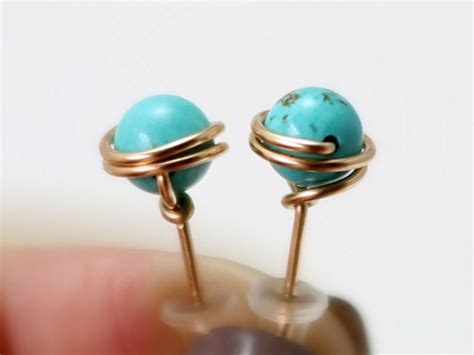 Genuine Turquoise Earrings 14k Gold Filled Turquoise Post