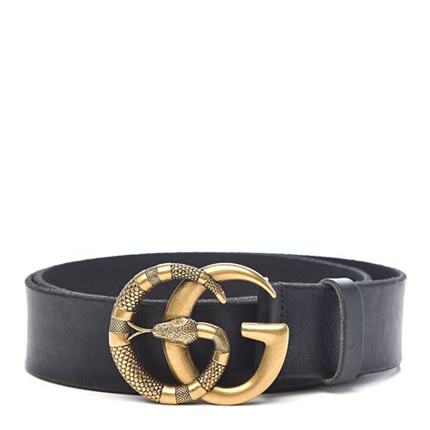 Gucci Calfskin Double G Snake Belt 84 34 Black 532441 Fashionphile