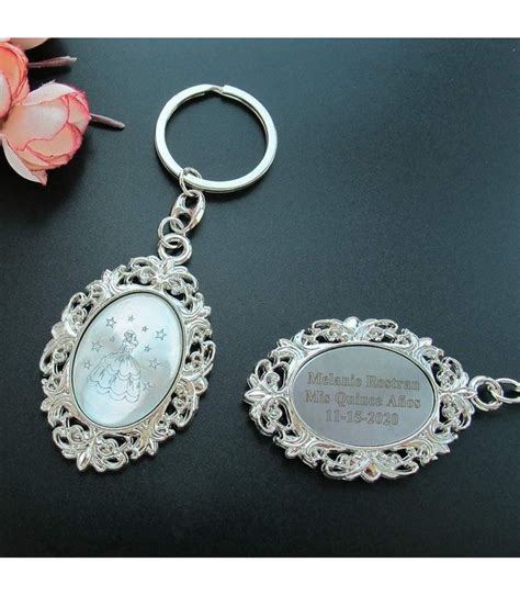 12 Pcs Personalized Quinceanera Keychain Cinderella Theme Party Favor