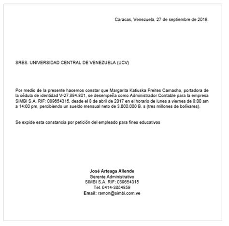 Modelo De Constancia De Trabajo En Venezuela Actualizado Septiembre 2023
