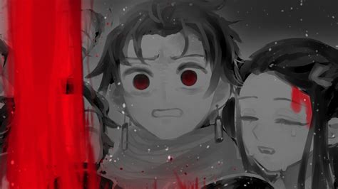 Demon Slayer Scar Tanjiro Kamado With Red Eyes Nezuko