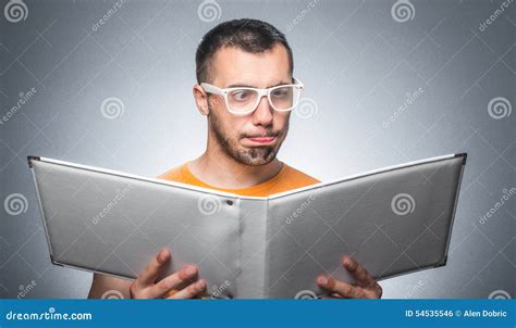 Nerd With Book Stock Photo Image Of Pensive Shot Expression 54535546