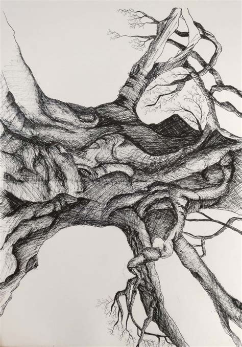 I wish i could draw better. Tree in ball point pen | Pen art, Art, Sketches