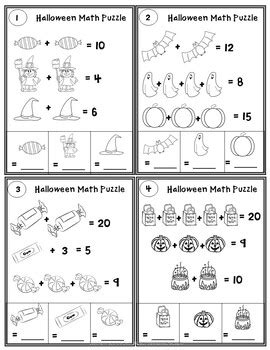 halloween math worksheets logic puzzles with pictures