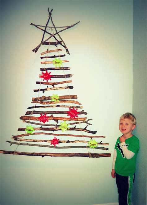 My Version Of A Stick Christmas Tree Stick Christmas Tree Diy