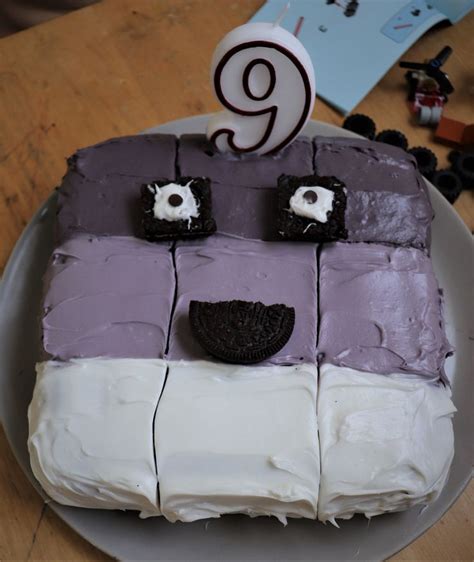 Numberblock 9 Birthday Cake Diy Oreos For Eyes And Mouth Candle For