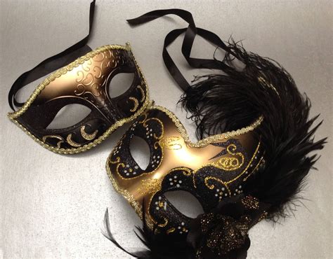 Gold Black Masquerade Ball Mask For Black Dress Formal Party Etsy