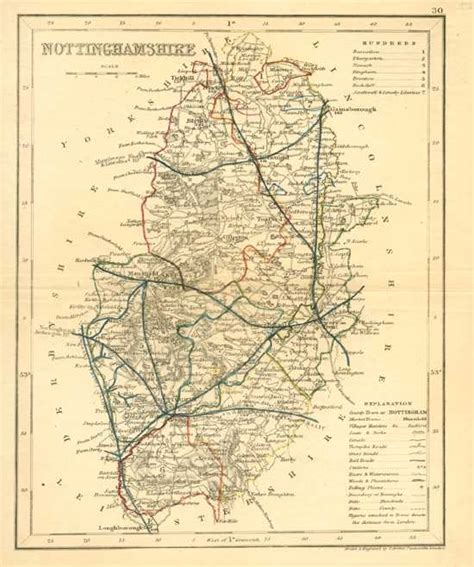 Antique Print Club Nottinghamshire Antique Map J Archer