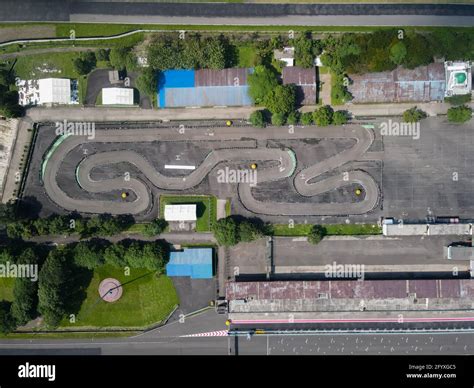 Curving Race Track View From Above Aerial View Car Race Asphalt Track