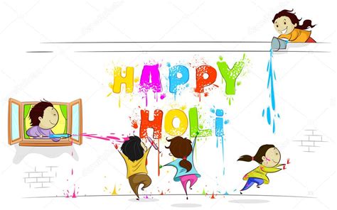 Kids Enjoying Holi — Stock Vector © Snapgalleria 41538217